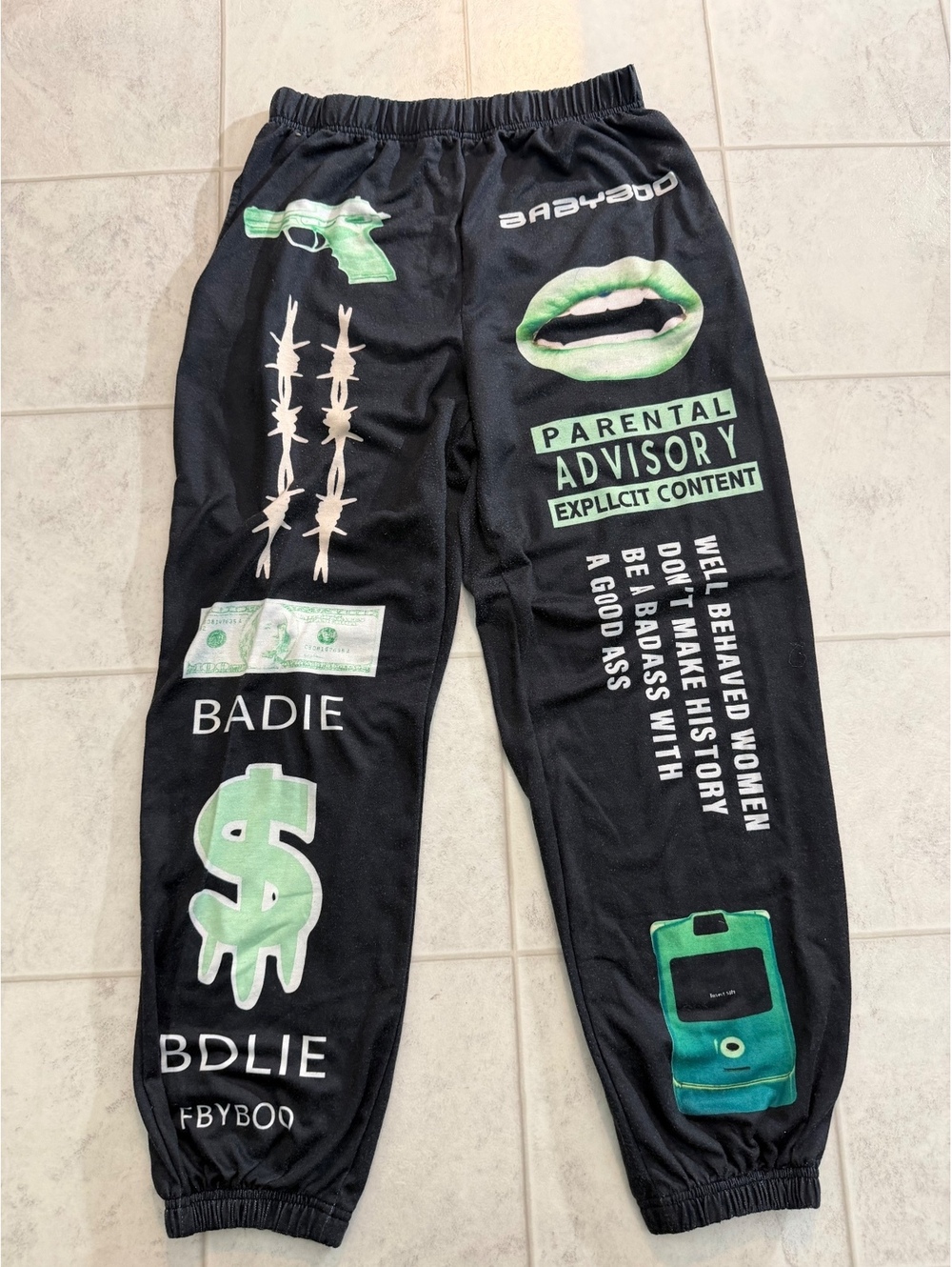Envyme black graphic jogger pants